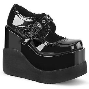 Platform Maryjane Spider Web Gothic Wedge Shoes